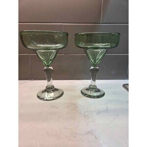 Green glass margarita glasses